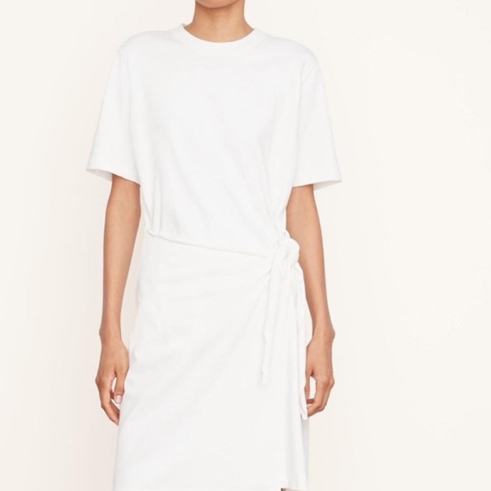 VINCE Side Tie Cotton T-shirt Dress In white, Size Xs